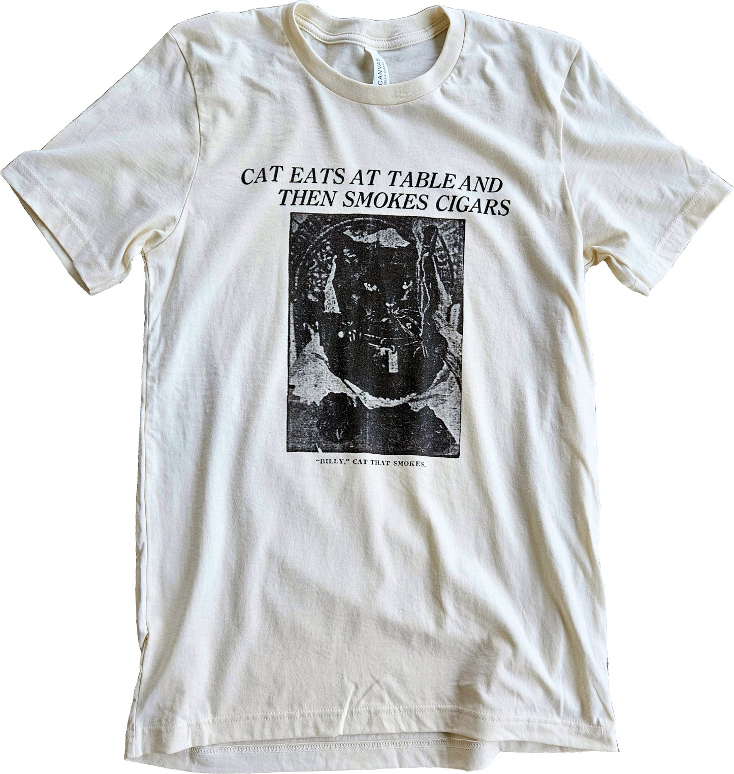 Cat Eats At Table And Then Smokes Cigars Short Sleeve T-Shirt